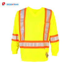 3m Orange Reflective Tape Safety T Shirt,High Visibility Safety Reflective Polo Work Dry Fit T-shirt